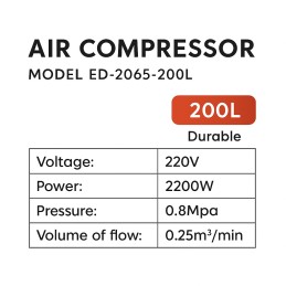 200L 2200W Air Compressor 220V 8 Bar – Edon