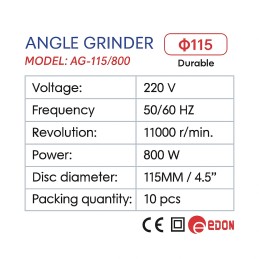 800W 115mm Angle Grinder 220V 11000 r/min – Edon