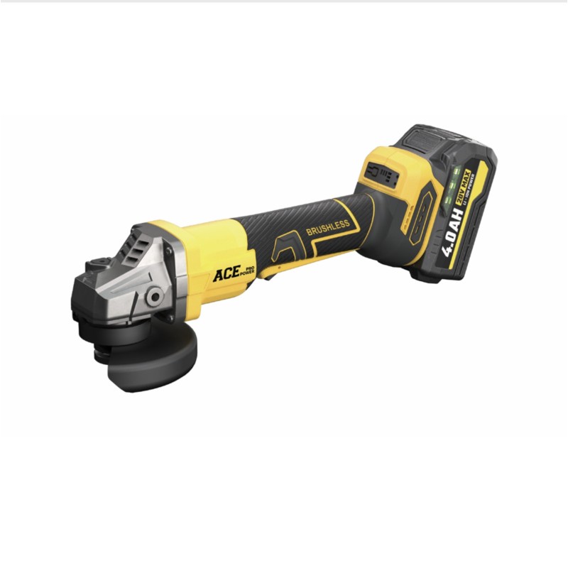 Angle Grinder 20V Lithium-Ion Brushless – 8800 RPM, 115mm Disc, Complete 4.0Ah Battery Pack Included